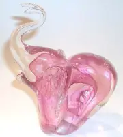 Solid Glass Paper Weights, Pink Elephant, NEW