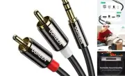 3.5mm to 2RCA Male Cable Audio Adapter RCA Auxiliary Hi-Fi Sound Shielded 6FT