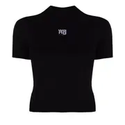 [T By Alexander Wang] 標誌貼片修身針織小高領上衣