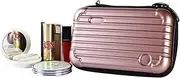 Rose Gold Hard Shell Makeup Case - Mini Crossbody Hard Carry Bag for Toiletries with Detachable Grip Strap & Shoulder Strap - Perfect for Women