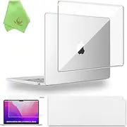 UESWILL Compatible with 2023 2024 20205 MacBook Air 15 inch M2 M3 M4 Case Model A2941 A3114 A3241, Glossy Clear Case + Keyboard Cover + Screen Protector + Microfiber Cloth, Transparent