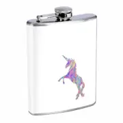 Rainbow Unicorn Em3 Flask 8oz Stainless Steel Hip Drinking Whiskey