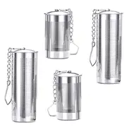 4PCS Tea Infusers for Loose Tea,Tea Filter with Lid,Stainless Steel Tea Strainer with Chain Hook, T Silver
