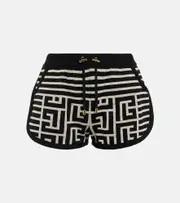 [Balmain] Balmain Monogram wool and linen-blend shorts UK 6 multicoloured