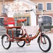 3 Wheels Adult Tricycle Folding Tricycle with Large Basket Back Seat 16inch Bikes for Seniors Women Men Leisure Picnics&Shopping Cycling Pedalling
