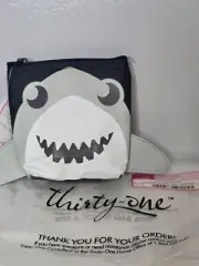 Thirty-One Cool Zip Snacker Bag Pouch Gray Shark Kids Cooler 5”x5.5” NIP