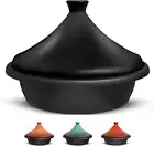 Moroccan Tagine, Enameled Cast Iron Cooking Pot, Tajine with Ceramic Cone-Shaped