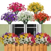 15 Bundles Artificial Flowers Outdoor UV Resistant Fake Silk Plants Plastic F