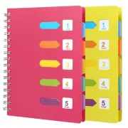 2Pcs A5 Wide Ruled Hardcover Tabbed Notebook Journal with Divider Tabs - 5 Subje