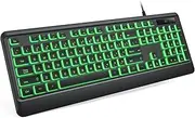 BERGUF Backlit Computer Keyboards, Wired USB LED Keyboard with 7 Colors Backlight, Plug and Play, Waterproof, Full Size Quiet Computer Keyboard for Windows Desktop, PC, Laptop, Gaming (Medium)