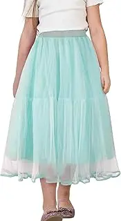 [Happy Cherry] Tulle Skirt Girls Long Skirt Kids Mesh Chiffon Maxi Skirt Layered Pleated Skirt Elastic High Waist A Line Tutu Midi Skirt 110-160