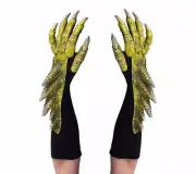 Green Dragon Alien Reptile Claws Hands Cosplay Adult Halloween Costume Gloves
