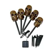 Halloween Skull Pathway Lights, Waterproof Solar Power Skull Stake Lights for Halloween Decorations Outdoor Garden Yard