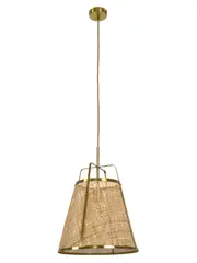Hayes 1 Light Medium Pendant in Aged Brass with Natural Rattan