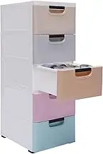 5 Drawer Storage Cabinet, Plastic Drawers for Clothes, Colorful Drawer Cabinets for Bedroom, Large Capacity Drawer Organizer for Playroom, Stackable Vertical Kids Dresser with Wheels