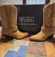 Ralph Lauren Polo Ladies Studded Calf Suede Western boots Size 7.5