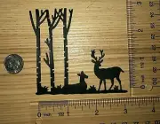 5 DEER IN BIRCH TREES cardstock paper die cut embellishments