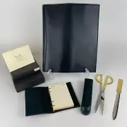 Vintage Stuart Kern America Luxury Black Leather Office Desk Set New Old Stock