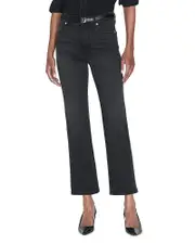 Frame Le Sleek Straight High Rise Cropped Jeans in Kerry 23