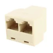 RJ45 8P8C 3 Port Female Y Shape ADSL Splitter Adapter Connector Beige