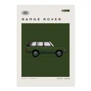 Mid Century Style Cars - Land Rover Range Rover Green A1 Poster Print