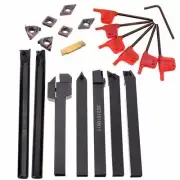 7pcs 10mm Shank Lathe Boring Bar Turning Tool Holder Set + 7x Carbide Inserts C#