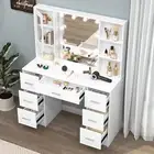Dressing Table Makeup Vanity Set with Mirror Hollywood Desk Drawer Set Organizer