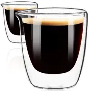 Espresso Cups Set of 2 2Oz Double Walled Espresso Shot Glass Clear Espresso
