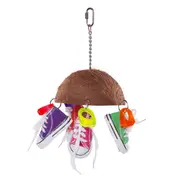 Kazoo Split Coconut Shell with Sneakers Bird Toy - Medium