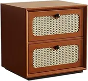 GUAWJRZDP Storage Cabinet, Retro Drawer Chest, Wood Chest of Drawers, Drawers Storage with Rattan Decoration, Multifunctional Chest of Drawers, for Bedroom, Living Room, Rustic Brown(1cabinet)