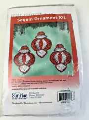 Sequin Ornament Kit - Red Jewel - Sunrise Craft Christmas Ornaments Makes 3 -mm