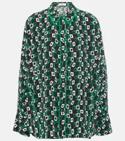 [Diane von Furstenberg] Diane von Furstenberg Alona printed crêpe shirt AU 8 black
