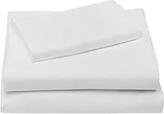 Amazon Basics Deluxe Microfiber Striped Sheet Set, Bright White, Twin