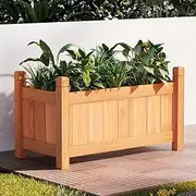 Green Fingers Garden Bed Wooden Planter Box, Gardening Supplies Plant Containers Patio, 90 x 30 x 33cm Containerized Raised Beds Rectangle for Vegetables Flowers Herbs