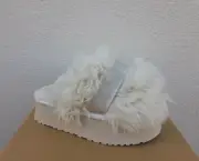 UGG WHITE FLUFF MOMMA SUGAR SLIDE 2" PLATFORM SLIPPERS, WOMEN US 8/ EUR 39 ~NIB