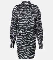 [The Attico] The Attico Silvye zebra-print satin shirt dress AU 6 black