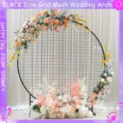 Black 1.8M Iron Grid Mesh Wedding Arch Round DIY Stage Backdrop Flower Stand DE