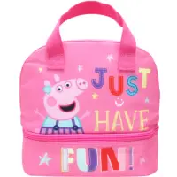 在飛比找momo購物網優惠-【TDL】粉紅豬小妹佩佩豬雙層便當袋午餐袋手提袋手提包保冷保