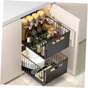 2 Pack Pull Out Cabinet Organizer, Heavy Duty Slide 2 Pack：14.7" x 9.4" x 7"
