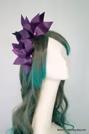Purple Flower Headband Crown Fascinator Melbourne Cup Race Wear Wedding Guest