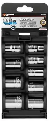 Performance Tool W32202 9 Piece 1/2in. Drive Metric Socket Set