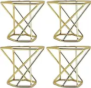 4 Pcs Geometric Air Plant Holder Airplants Rack Metal Plants Stand Planter Shelves Living Decor Tillandsia Pot Containers Modern Classic Plant Air Plant Tabletop Holders (Gold)