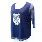 RARA AVIS by Iris Apfel Plus Navy Embroidered Owl Blouse Tunic Top 3X
