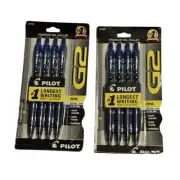PILOT G2 Blue Premium Rolling Ball Gel Pens (2 Packs Of 4) Fine Point .7MM NEW