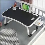 Modern Portable Cute Laptop Bed Desk,Card Slot/Book Rack/Cup Holder/USB/Drawer/Folding Bed Tray Table,Bed Sofa Eating Writing Write