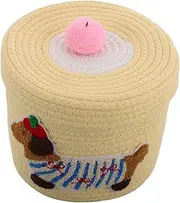 GANAZONO Cute Dog Shaped Car Storage Basket Woven Cotton Rope Organizer with Lid Decorative Nursery Sundries Basket for Car Interior for Pet Storage Dust Water Resistant