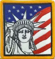 UNITED STATES FLAG LIBERTY STATUE Embroidered Patch W/ VELCRO® Brand Fastener