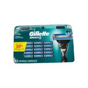 Gillette Mach 3 Razor Blades Refill Pack 15 Count - Genuine, Fast Shipping