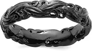 [JewelryWeb] 925 Sterling Silver Ruthenium plating Stackable Black Plated Carved Band Size 10-Stackable Ring for Women and Men
