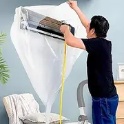 Universal AC Waterproof Cleaning Cover Dust Washing Clean Protector Bib Bag, Wall Mounted Air Conditioner Wash Hood, Adjustable & Fits Any Size of Split Air Conditioning System Cleaning Tool